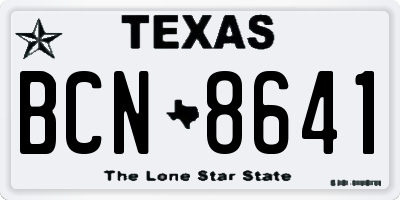 TX license plate BCN8641