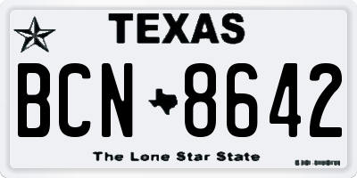 TX license plate BCN8642