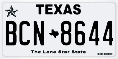 TX license plate BCN8644