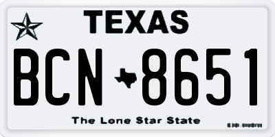 TX license plate BCN8651