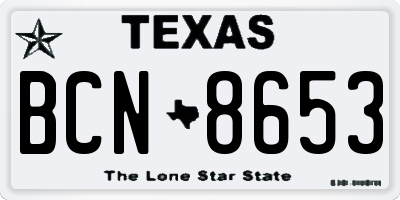 TX license plate BCN8653