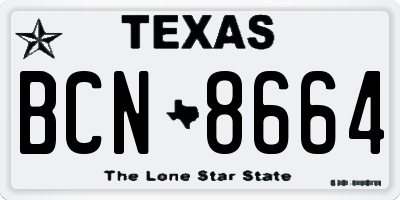 TX license plate BCN8664