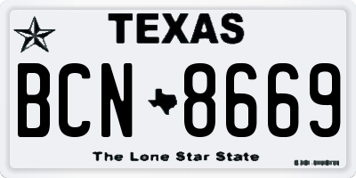 TX license plate BCN8669