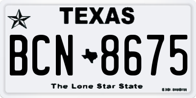 TX license plate BCN8675