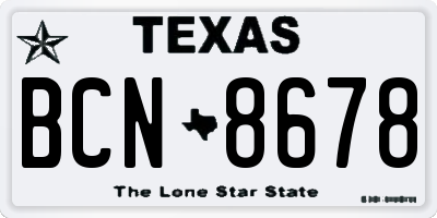 TX license plate BCN8678