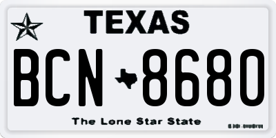 TX license plate BCN8680
