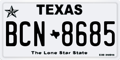 TX license plate BCN8685
