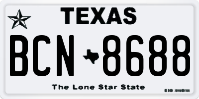 TX license plate BCN8688