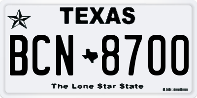 TX license plate BCN8700