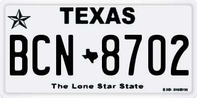 TX license plate BCN8702