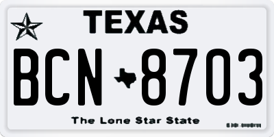 TX license plate BCN8703