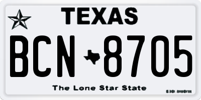 TX license plate BCN8705