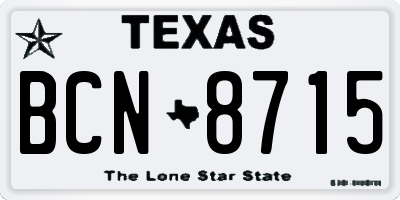 TX license plate BCN8715