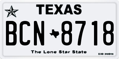 TX license plate BCN8718