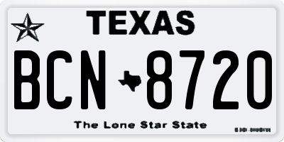 TX license plate BCN8720