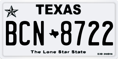 TX license plate BCN8722