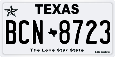 TX license plate BCN8723
