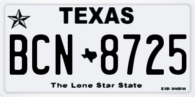 TX license plate BCN8725