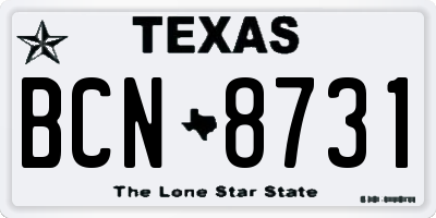 TX license plate BCN8731