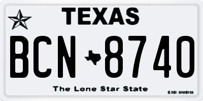 TX license plate BCN8740