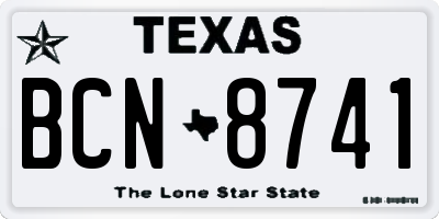 TX license plate BCN8741
