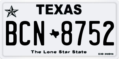 TX license plate BCN8752
