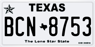 TX license plate BCN8753