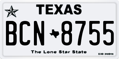TX license plate BCN8755