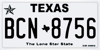 TX license plate BCN8756