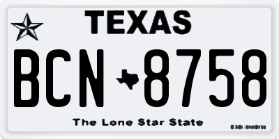 TX license plate BCN8758