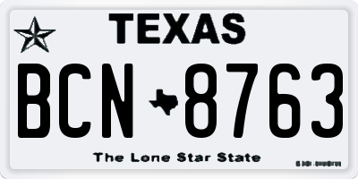 TX license plate BCN8763