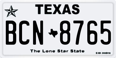 TX license plate BCN8765