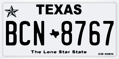 TX license plate BCN8767