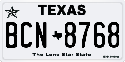 TX license plate BCN8768