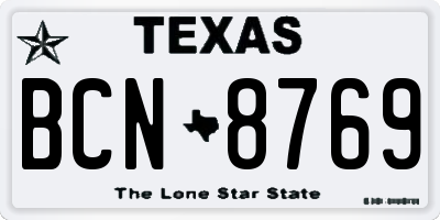 TX license plate BCN8769