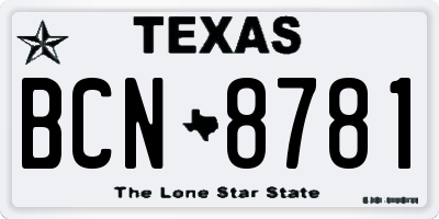 TX license plate BCN8781