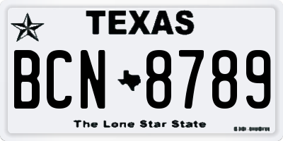 TX license plate BCN8789