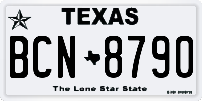 TX license plate BCN8790