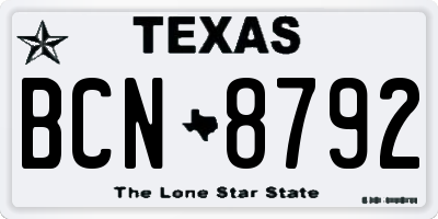 TX license plate BCN8792