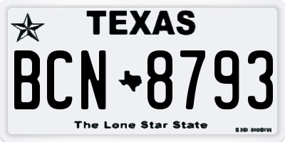 TX license plate BCN8793