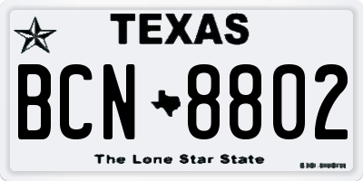 TX license plate BCN8802
