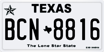TX license plate BCN8816