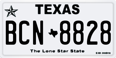 TX license plate BCN8828