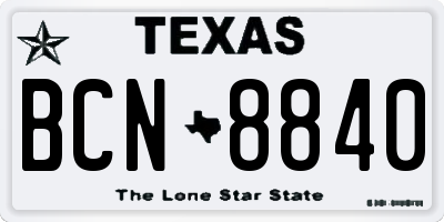 TX license plate BCN8840