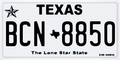 TX license plate BCN8850