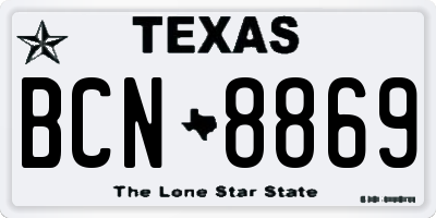 TX license plate BCN8869