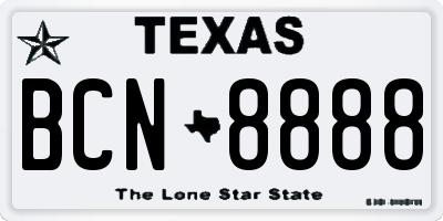 TX license plate BCN8888