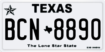 TX license plate BCN8890