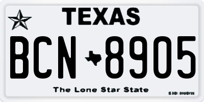 TX license plate BCN8905