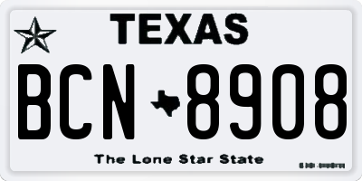 TX license plate BCN8908